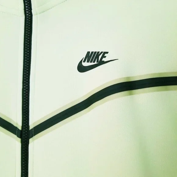 Nike Sportswear Men's L Tech Fleece Full-Zip Hoodie in Light Liquid Lime Black - Picture 9 of 16